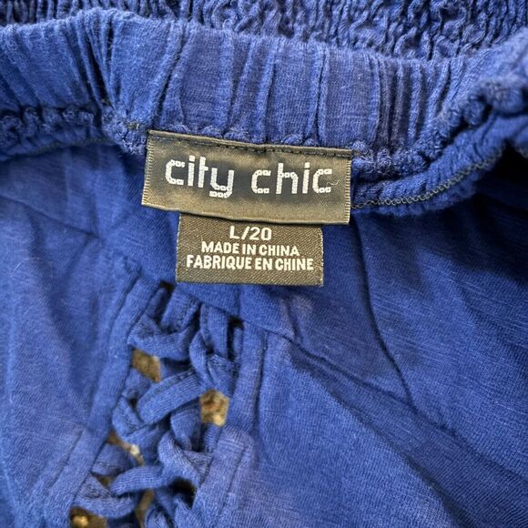 City Chic Plait Detail Maxi Dress Royal Blue Cotton Sz 20 Pleated Cage Halter - Picture 5 of 8